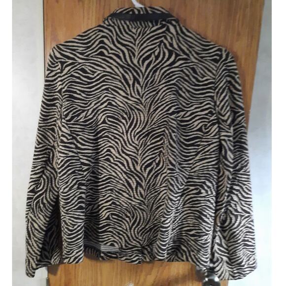 JM Collection Petite Zebra Print Cropped Jkt Blzr Workwear Sz M Neutral Graphic - Picture 4 of 10